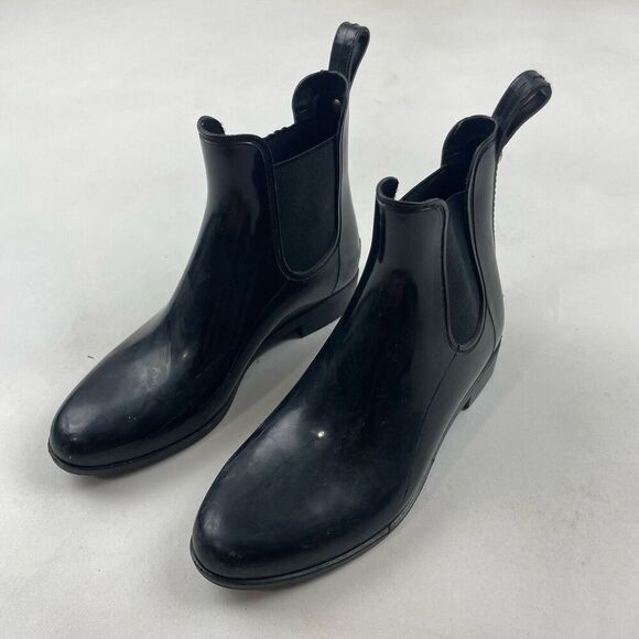 Sam Edelman Tinsley Black Rubber Rain Boots Women’s Size 7 Pull On Ankle Bootie - Picture 5 of 8